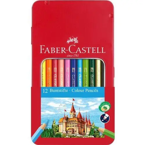 Faber-castell Kredki zamek , opakowanie metalowe, 12 kolorów