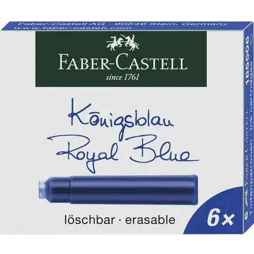 Faber-castell , naboje atramentowe krótke niebieskie 6 sztuk