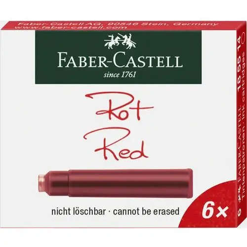 Naboje atramentowe krótkie, czerwone, 6 sztuk Faber-castell