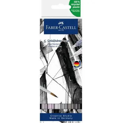 Faber-Castell, Pisak akwarelowy GOLDFABER AQUA dwustronny, zestaw SHADES OF GREY 6 szt