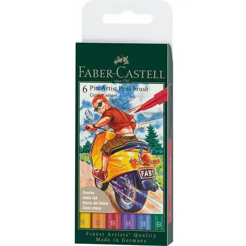 Faber-castell , pitt artist pen b kolory podstawowe etui 6 szt