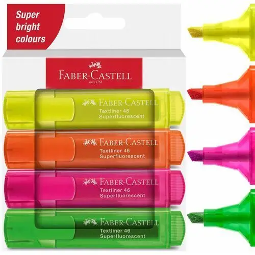 FABER-CASTELL Zakreślacz superfluorescencyjny mazak marker 1546 4 kolory