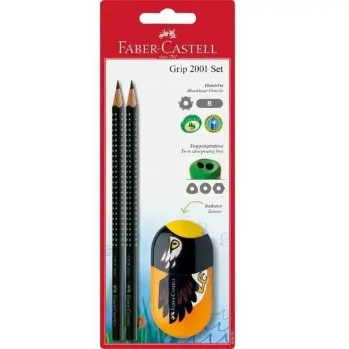 Zestaw grip 2001 - 2 ołówki + temperówka z gumką Faber-castell