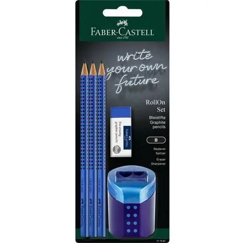 Faber-castell Zestaw grip niebieski 3 ołówki + gumka + temperówka blister