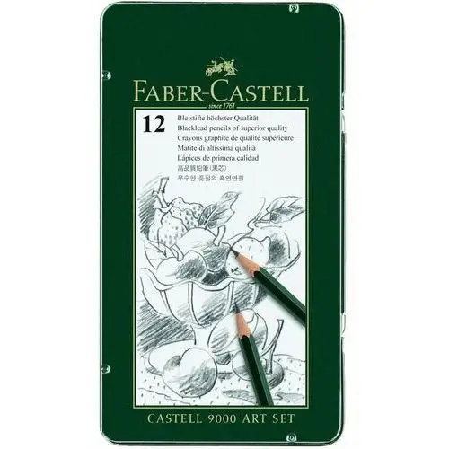 Zestaw ołówków grafitowych castell 9000 12 sztuk metalowe opakowanie Faber-castell