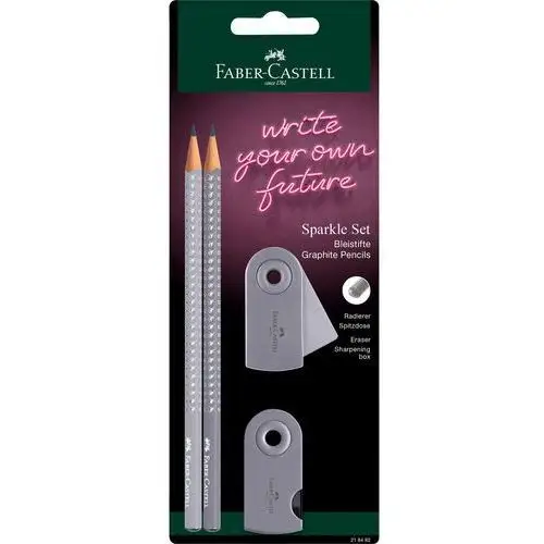 Zestaw Sparkle Dapple Gray 2 Ołówki + Temperówka Sleeve Mini + Gumka Sleeve Mini Blister Faber-castell
