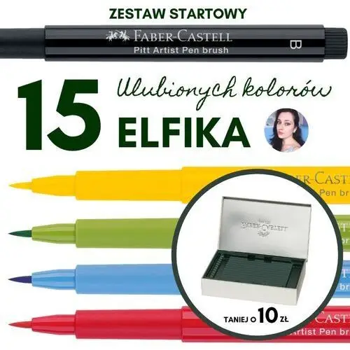 Faber-castell Zestaw startowy elfika: 15 ulubionych kolorów pisaków pitt artist pen + piórnik na kredki