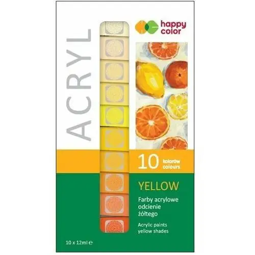 Farby akrylowe, 10 odcieni żółtego