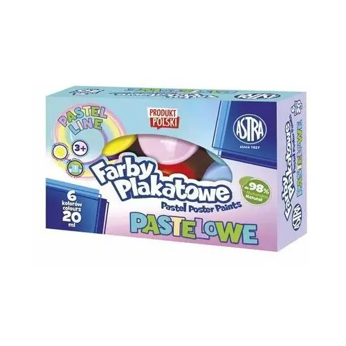 FARBY PLAKATOWE PASTELOWE 6KOL 20ML ASTRA STANDARD BOX