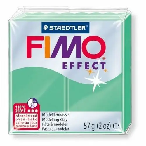 Fimo Effect, Kostka Dwa Efekty MPT, Transparentno–Perłowy Zielony Jadeit, 56 g