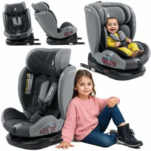 Fotelik Samochodowy Obrotowy 360° Szaro-czarny 40-150 CM i-Size R129 Isofix