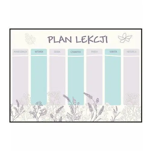 Plan lekcji kwiaty boho, nowy rok szkolny, rozmiar 50x70 cm