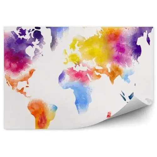 Kolorowa mapa świata farba okleina ścienna kolorowa mapa świata farba 250x250cm fizelina Fototapety.pl