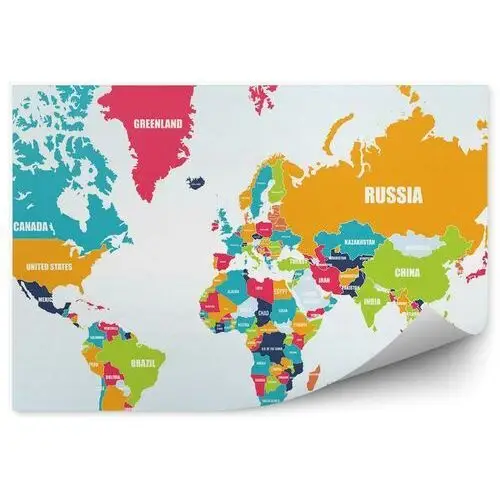 Fototapety.pl Polityczna mapa świata państwa kolorowa fototapeta na ścianę polityczna mapa świata państwa kolorowa 250x250cm magicstick