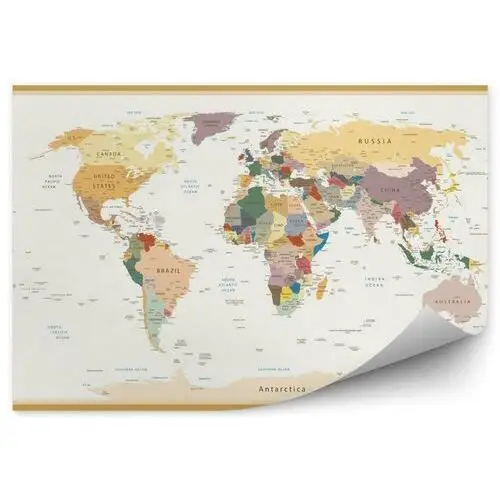Szczegółowa polityczna mapa świata vintage kolory fototapety szczegółowa polityczna mapa świata vintage kolory 250x250cm magicstick Fototapety.pl
