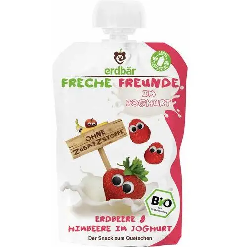 ERDBAR Jogurt do wyciskania dla dzieci truskawka, banan, malina 100 g Bio