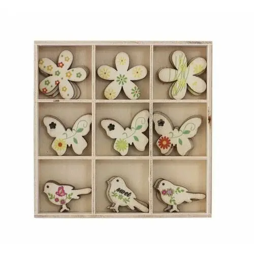 Galeria papieru Ozdoby drewniane w pudełku ptaki 27 sztuk