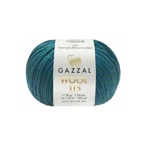 Gazzal Włóczka 100% wełna wool 115 - 3328 turkus