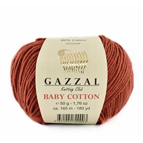 Włóczka baby cotton 3453 50g palona cegła Gazzal