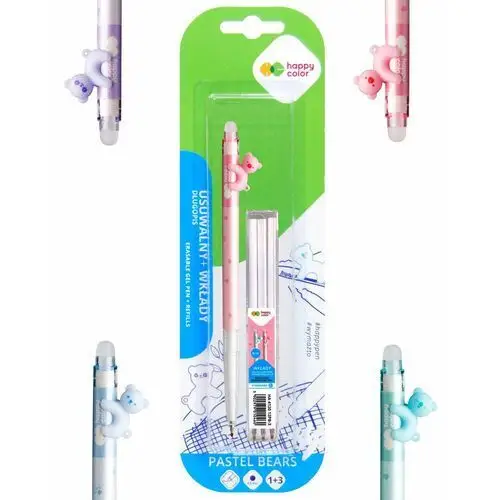 Gdd grupa dystrybucyjna daccar Długopis wymazywalny + wkłady pastel bears blister happy color