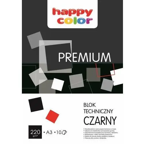 Gdd grupa dystrybucyjna daccar Happy color, blok techniczny czarny, format a3, premium, 10 sztuk
