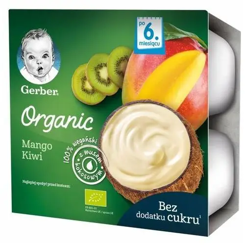 Gerber Organic Deserek 100% wegański z musem kokosowym mango kiwi po 6 miesiącu 360 g Bio