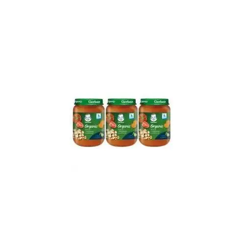 Gerber Organic Obiadek jarzynki z indykiem w pomidorach dla niemowląt po 6 miesiącu Zestaw 3 x 190 g Bio