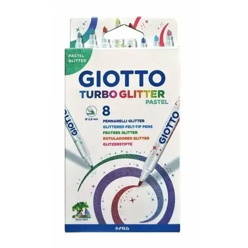 Giotto Pisaki turbo glitter, brokatowo-pastelowe, 8 kolorów