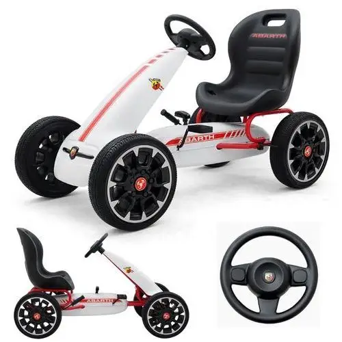 Gokart na pedały dla dzieci piankowe koła hamulec Abarth biały Milly Mally