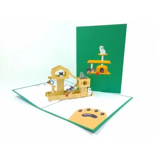 Domek dla kotów Kartka 3D Kociarze Urodziny WOW
