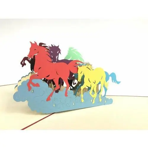 Karnet na każdą okazję 3d, kolorowe konie Grandgift