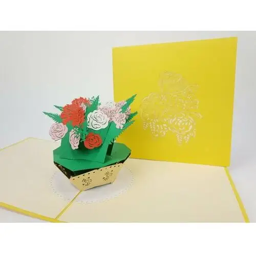 Karnet okolicznościowy 3D, Bukiecik kwiatuszków dla niej