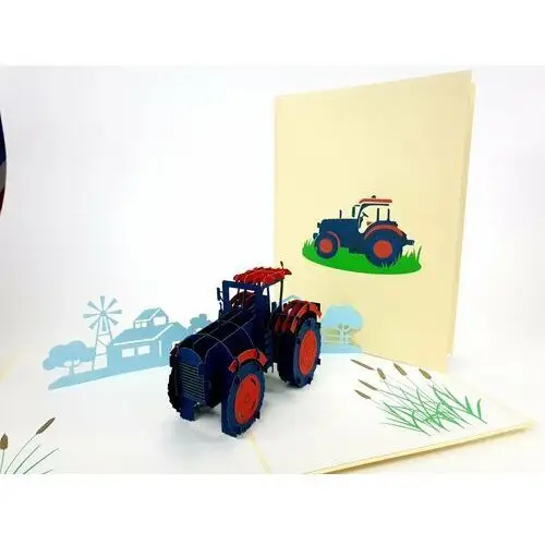 Karnet okolicznościowy 3d, kolorowy traktor na farmie Grandgift