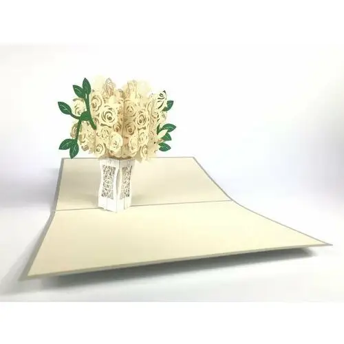Karnet weselny 3D, Bukiet białych róż