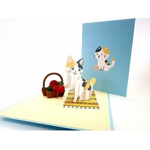 Kot bawiące się włóczką, kartka 3d, urodziny b-day Grandgift
