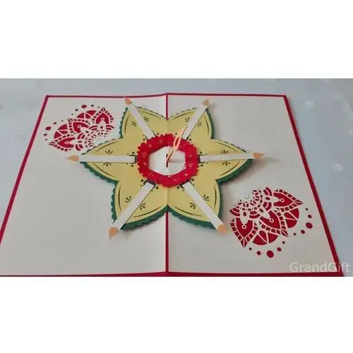 Kwiat Diwali Mandala, Kartka 3d Święto Światła
