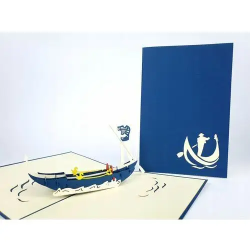 Grandgift Niebieska gondola kartka 3d pamiątka włochy miłość