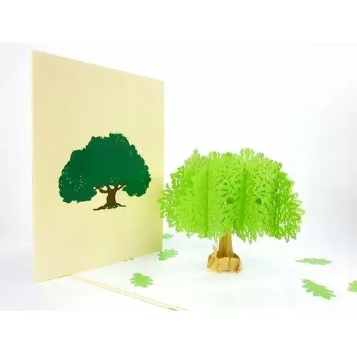 Grandgift Piękne drzewo dębu, kartka 3d natura dąb prezent