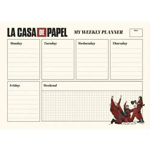 Dom z Papieru La Casa De Papel - planer tygodniowy 29,7x21 cm