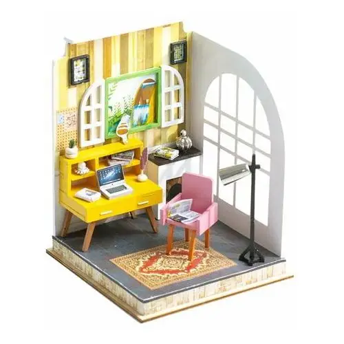 Miniaturowy domek DIY, do sklejania, Kącik biurowy