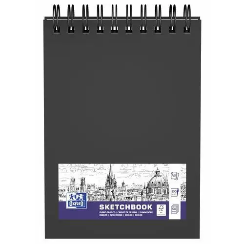 Oxford, Szkicownik Oxford Sketchbook na spirali A5, Czarny