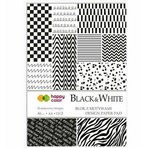 Happy color Blok a4 z motywami black&white 15 arkuszy happy