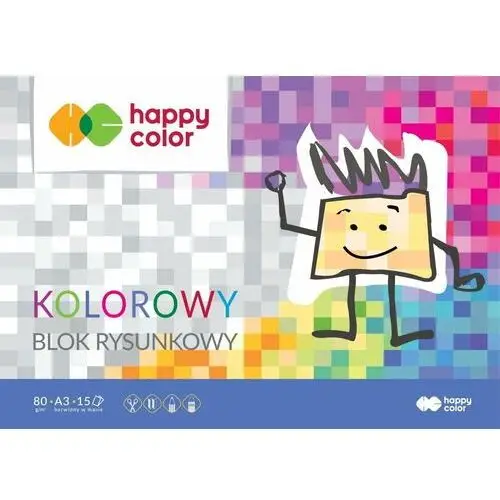 Happy color , blok rysunkowy a3 80g kolorowy, pakiet 10szt