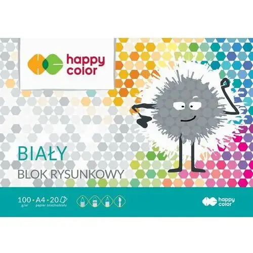 Happy color , blok rysunkowy a4 100g, biały, pakiet 20szt