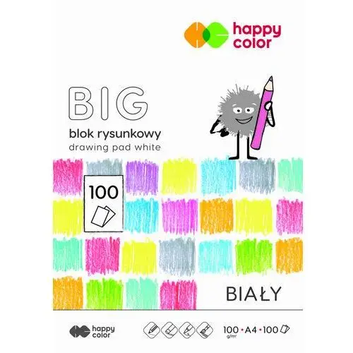 Happy Color, Blok rysunkowy biały BIG, A4, 100 g, 100 arkuszy