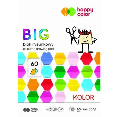 Happy Color, Blok rysunkowy kolorowy BIG, A4, 80 g, 15 kol, 60 arkuszy