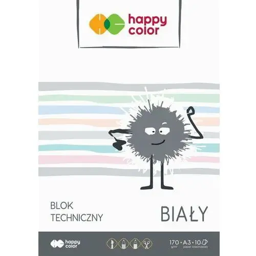 Happy color , blok techniczny a3 170g biały, pakiet 10szt