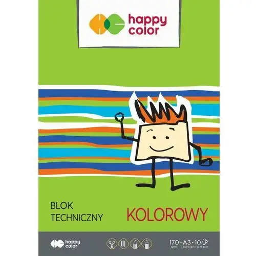 Happy Color, Blok techniczny A3 170G Kolorowy, Pakiet 10szt