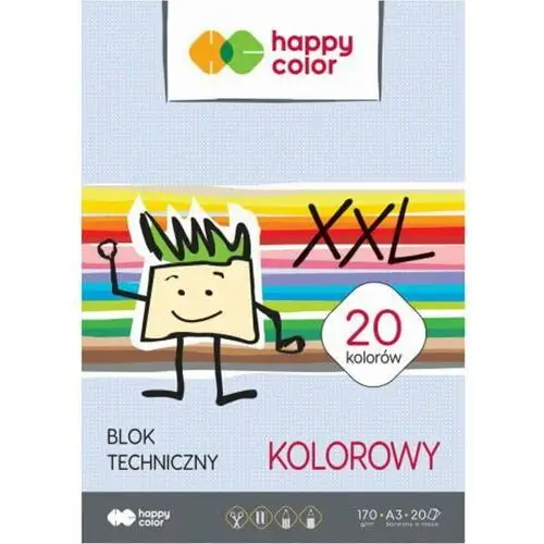 Happy color , blok techniczny a3 170g kolorowy, pakiet 10szt