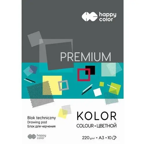 Blok techniczny a3 220g premium kolorowy, pakiet 10szt. Happy color